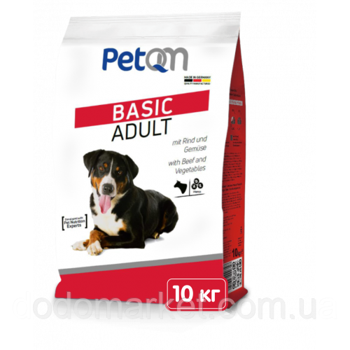 Сухий корм для собак PetQM Dogs Basic Beef & Vegetables з яловичиною й овочами 10 кг, фото 1