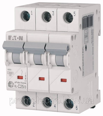 Автоматичний вимикач Eaton (Moeller)HL 4,5ка, х-ка C 3P 25А (194793), фото 1