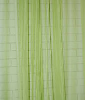 Готовая (500х250см.) шифоновая тюль, цвет салатовый. Код тшб 41-042