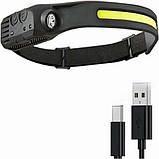 Ліхтарик налобний BAILONG BL-G28 XPE+COB USB, фото 3