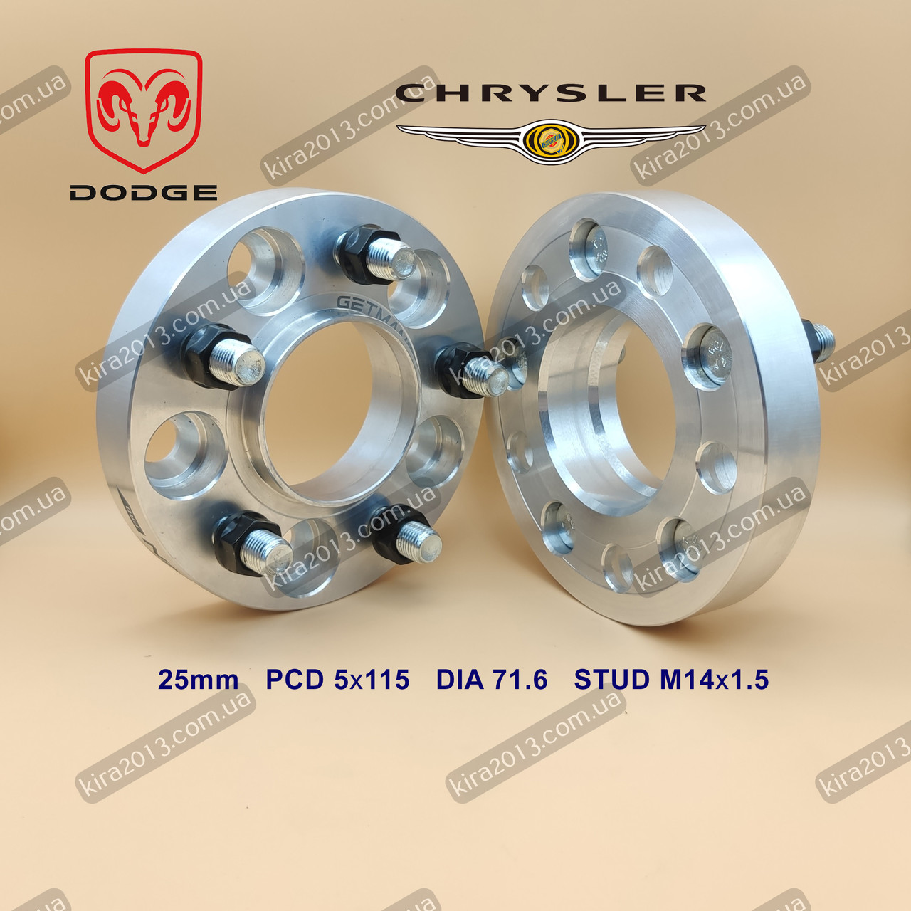 Колісні проставки адаптери 25мм для Dodge Challenger Dodge Charger Chrysler 300 PCD 5х115 DIA 71,6 мм