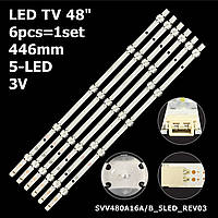 LED підсвітка TV 48" inch 5-led 3V 446mm SVV480A16A_5LED_REV03_150803 SVV480A16B VES480UNDS-2D-N11 6шт.