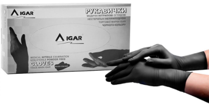 Перчатки нитриловые Igar black (Игар) 200шт - фото 1 - id-p1748367984