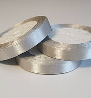 Стрічка атласна 1,2 см / 22,8м, колір сірий світлий