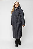Стильне жіноче довге сіре пальто М-932, розміри 60,62,64, фото 6