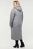 Стильне жіноче довге сіре пальто М-932, розміри 60,62,64, фото 8