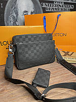 Мужская стильная сумка через плечо Louis Vuitton Trio месенджер планшетка Damier Infini