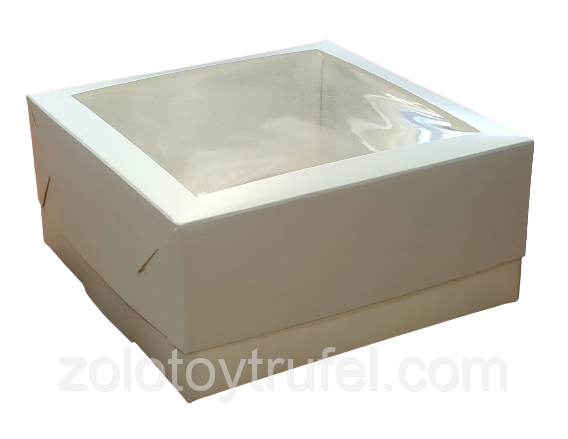 Коробка 15*15*7 см для бенто-торту біла з вікном, фото 1
