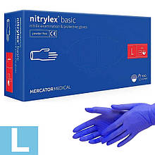 Рукавички нітрилові Nitrylex® Basic нестерильні неопудрені Сині 100 шт (3,4 гр.) розмір L