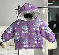 Детская куртка для девочки с ангелочками Сиреневая 17758-02 180, Сиреневый, Для девочек, Весна Осень, 90 , 2