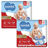 Подгузники на липучках Bambik Jumbo 5 (11-25 кг), 64 шт. (32 шт+32 шт)