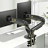 Настільний тримач для двох моніторів 17-27 дюймів з газовою пружиною F160N-U3, 1х USB 3.0, фото 3