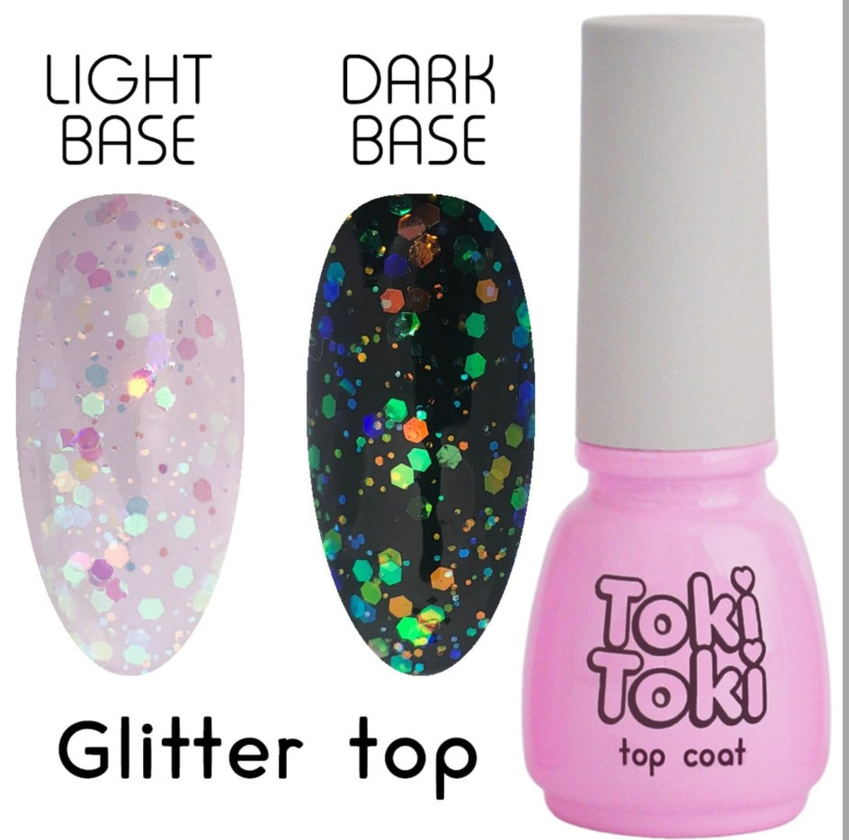 Фініш (топ) для нігтів без липкого шару хамелеон Toki-Toki Glitter Top 5 мл