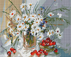 Алмазна мозаїка Ромашки і вишня 40x50 см