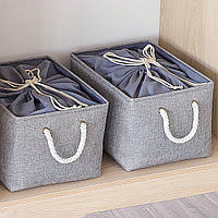 Ящик текстильный для хранения с ручками L серый
