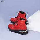 Демісезонні шкіряні черевики червоного кольору, фото 2