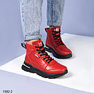 Демісезонні шкіряні черевики червоного кольору, фото 6