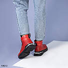 Демісезонні шкіряні черевики червоного кольору, фото 5