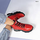 Демісезонні шкіряні черевики червоного кольору, фото 4