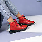 Демісезонні шкіряні черевики червоного кольору, фото 3