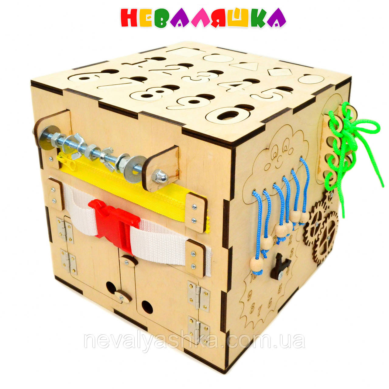 Заготовка Основа для Бізікуба БІЗІКУБ 24х24см + Базова Комплектація Деталями Бізікуб Куб Бізі Фанера 6, фото 1