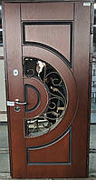 Входная дверь SK Полукруг со стеклом и патиной, с полимерной накладкой, уличная, комплектация Еталон