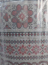 Тканина для постільної білизни Бязь "Gold" Lux GL981 (50м) червона вишивка на сірому, орнамент, фото 3