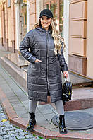 Теплое зимнее пальто с капюшоном Ткань плащевка лак + синтепон 250 Размеры 50-52,54-56,58-60,62-64