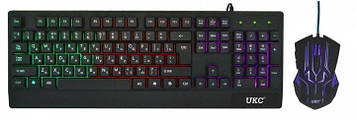 Набір геймерських Клавіатура комп'ютерна дротна M-710 з LED RGB підсвічуванням + мишка, GP, Гарної якості, клавіатура KR 6300,