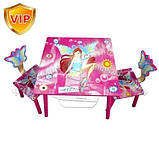 Набір столик і два стільчик «Вінкс» D 11551 дерев'яний, для дівчаток,рожевий, фото 2