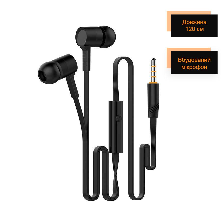 Дротові навушники з мікрофоном Celebrat mod. D2 Чорні, вакуумні навушники вкладиші (проводные наушники)