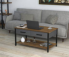 Журнальний столик лофт L-6 Loft Design 92х50х45 см Горіх Модена. Кавовий стіл металу