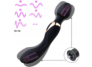 Універсальний багатофункціональний вібратор медичний силікон чорний, фото 2