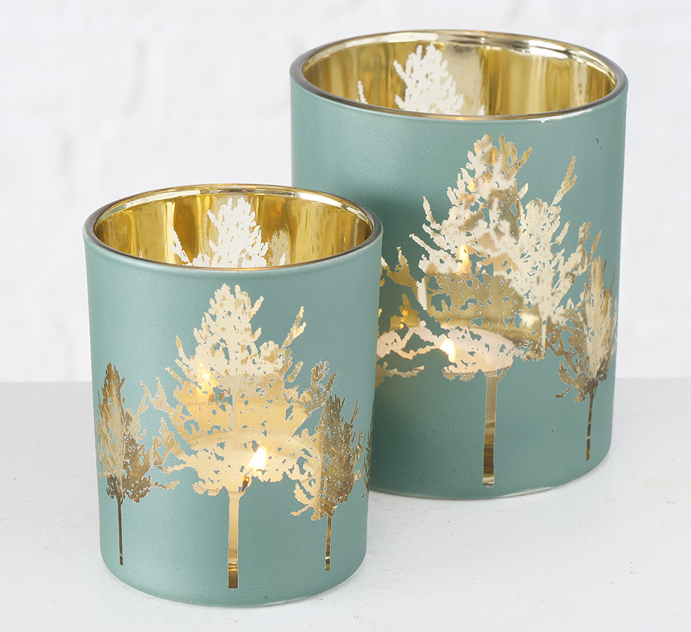 Набір 2 шт свічників лаковане скло Флора h 8-10 см для декору, фото 1