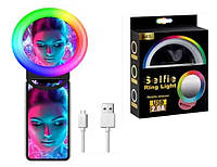 Аккумуляторное селфи-кольцо с прищепкой RGB, селфи лампа на телефон для смартфона, ноутбука