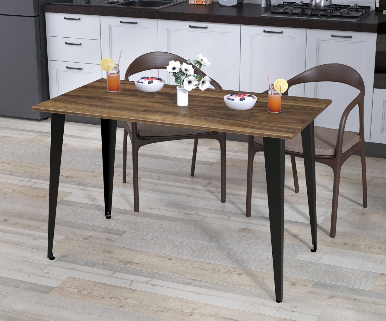 Стіл обідній Лінда 120-65 LD 120х65х75 см Горіх Модена. Кухонний стіл лофт із металу, фото 1