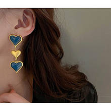 Сережки в серці "Blue Yellow Heart", 1 шт.