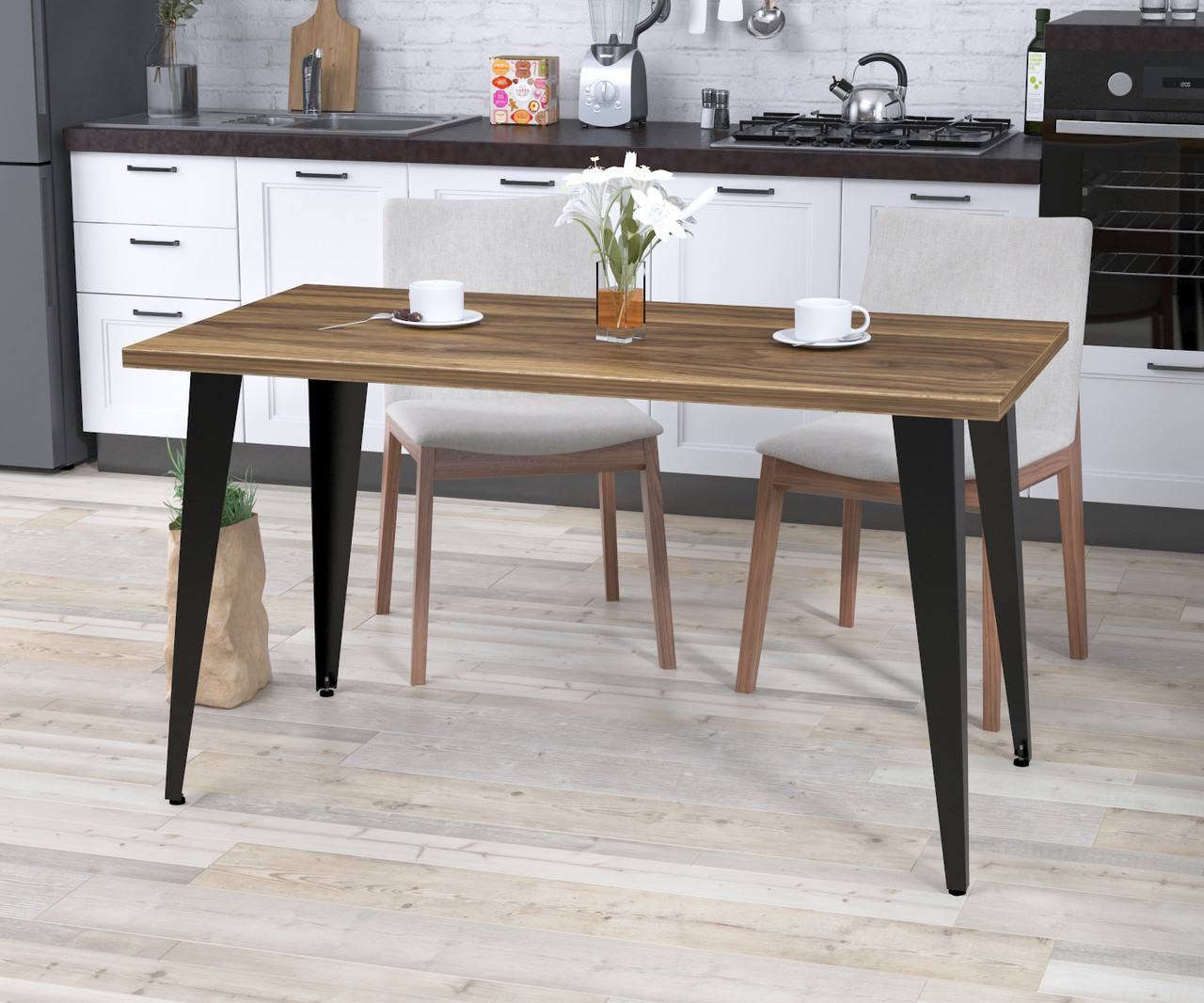 Стіл обідній Лінда 138-70 LD 138х70х76 см Горіх Модена. Кухонний стіл лофт із металу, фото 1