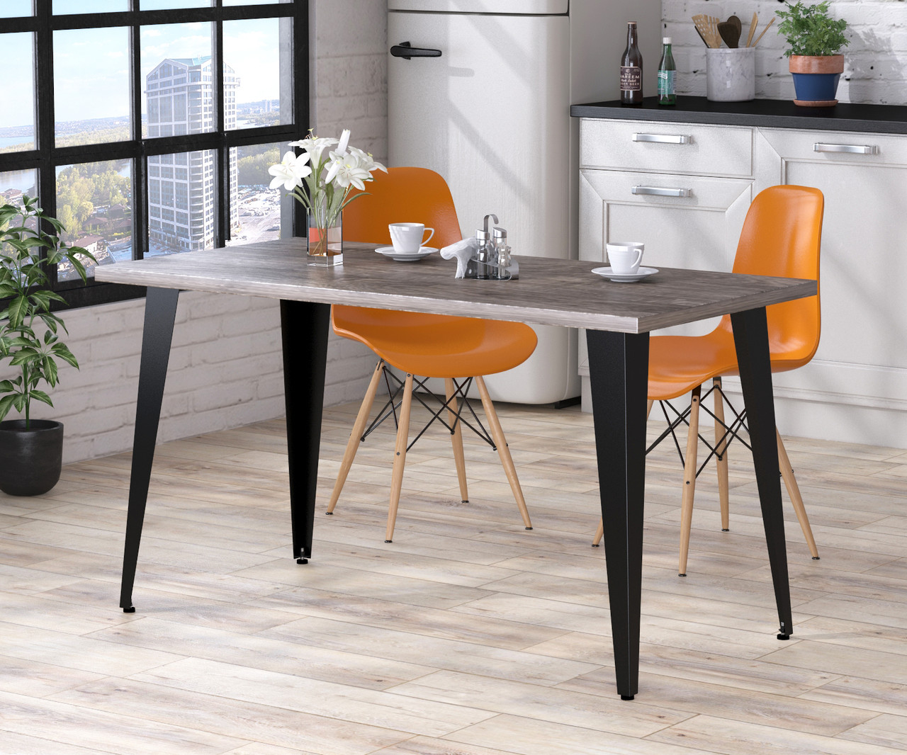 Стіл обідній 138-70 LD 138х70х76 см Дуб Палена. Кухонний стіл лофт із металу, фото 1