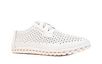 Женские спортивные туфли кроссовки из натуральной перфорированной кожи модные стильные белые 36 размер DSV 105