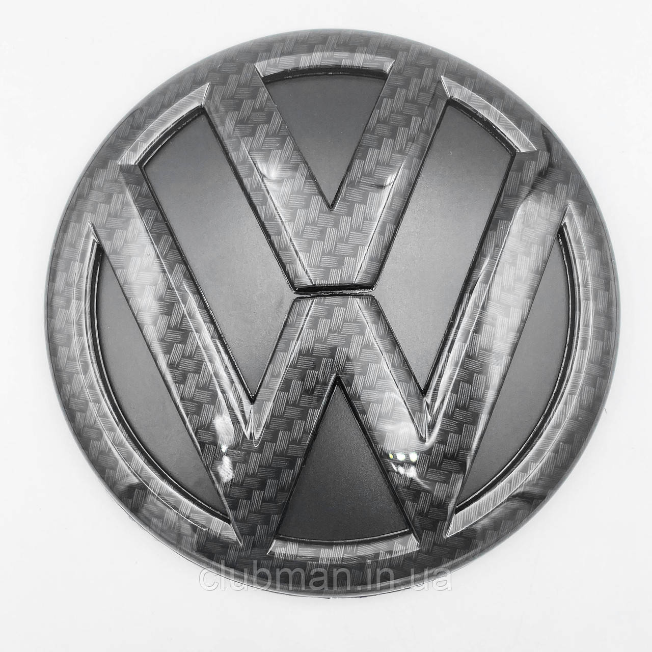 Емблема задня VW (Фольцваген) 110мм GOLF 5, TIGUAN 1, PASSAT B6, CADDY 3, T5 - Карбон (5N0853630)