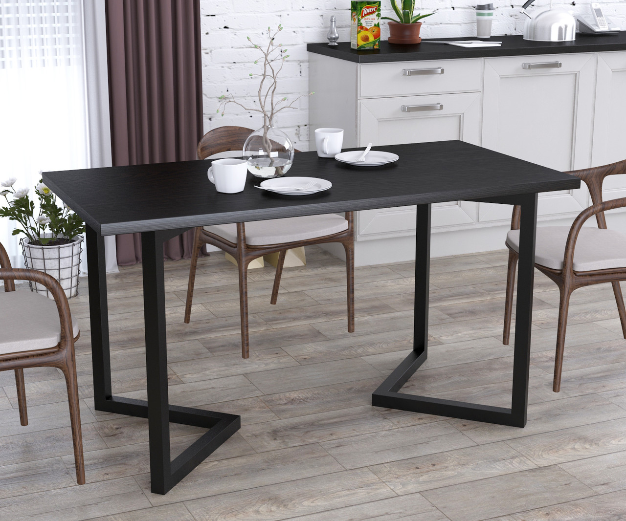 Стіл обідній Ехо LD 138х70х75 см Венге Луїзіана. Кухонний стіл лофт із металу, фото 1