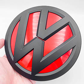Емблема передня VW (Фольцваген) 140мм POLO 6, GOLF 7, JETTA 6, PASSAT B8, TOURAN 2, TOUAREG 3 - Матт + Червоний
