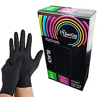 Виниловые перчатки SanGig, черные S (100 шт)