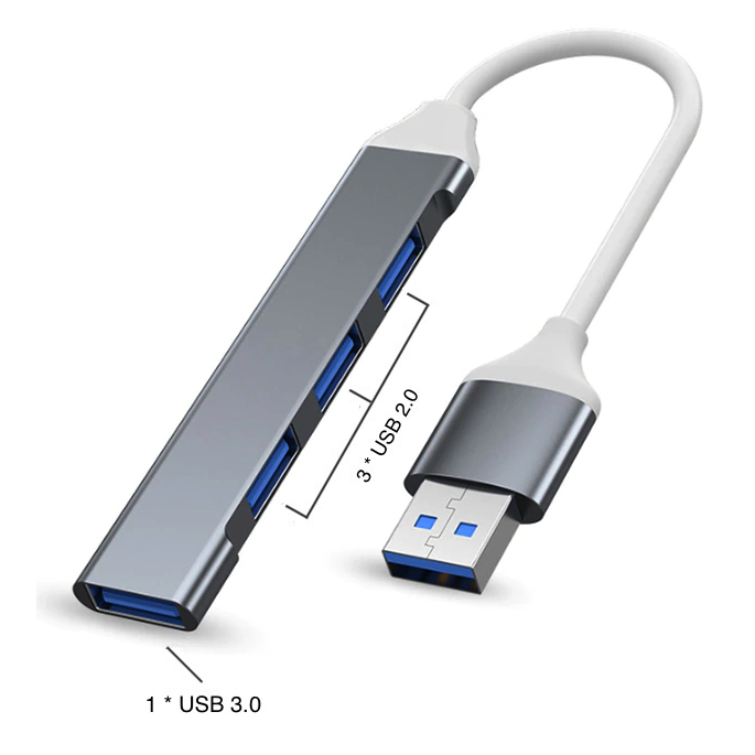 USB хаб, 4-портовий концентратор USB 3.0 (Grey)