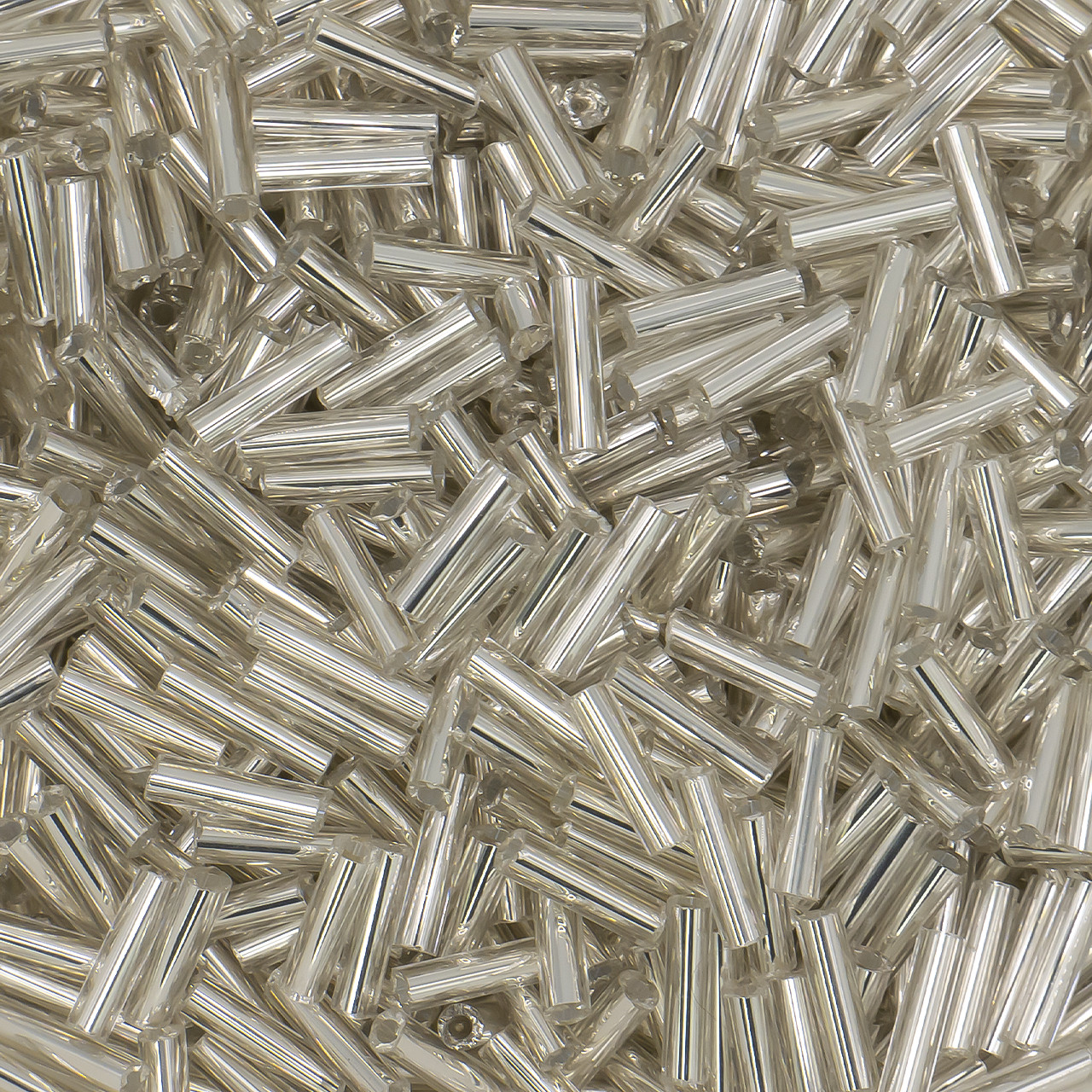 Бісер стеклярус блискучий непрозорий 6 мм 25 г Срібло, фото 1