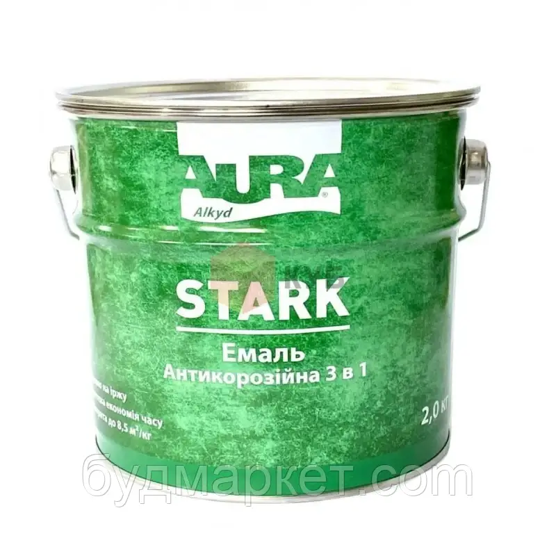 Грунт-емаль "3 в1" AURA Stark антикоррозійна No12 (біла), 2 кг