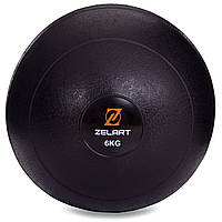 Мяч медицинский слэмбол для кроссфита Zelart 2672-6 вес 6кг Black