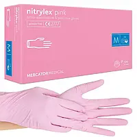 Нитриловые перчатки Nitrylex Pink, розовые M (100 шт)