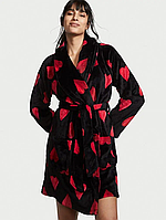 Плюшевий халат Victoria's Secret Short Cozy Robe Black Heart XS\S